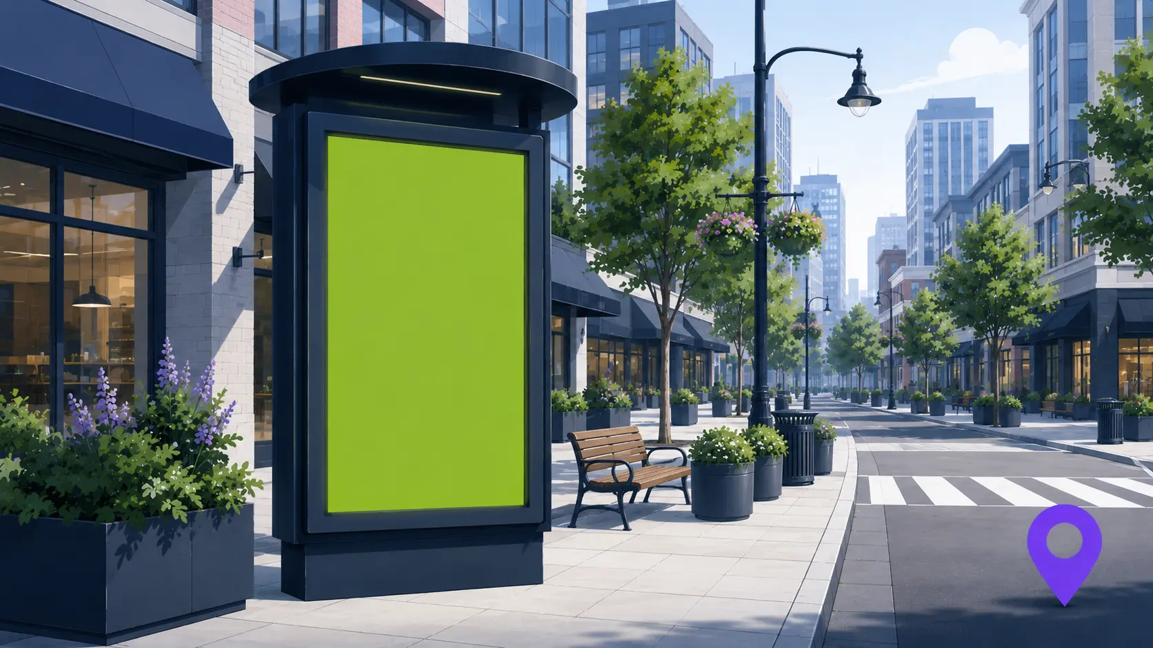 Business district street banner advertising opportunity