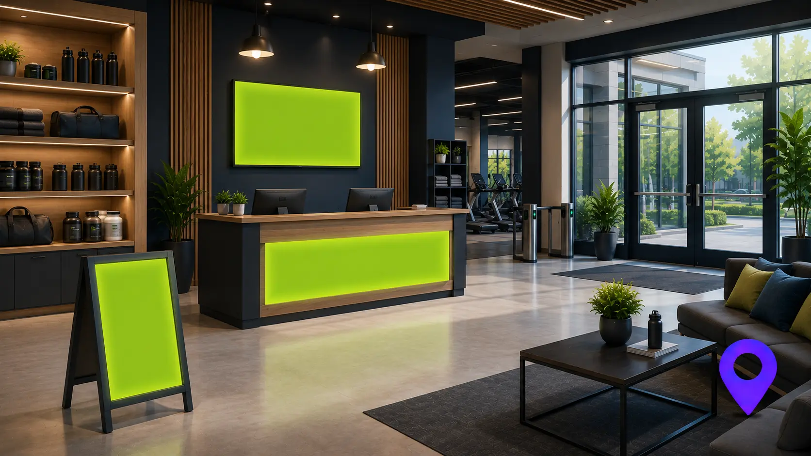 Gym lobby advertising opportunity