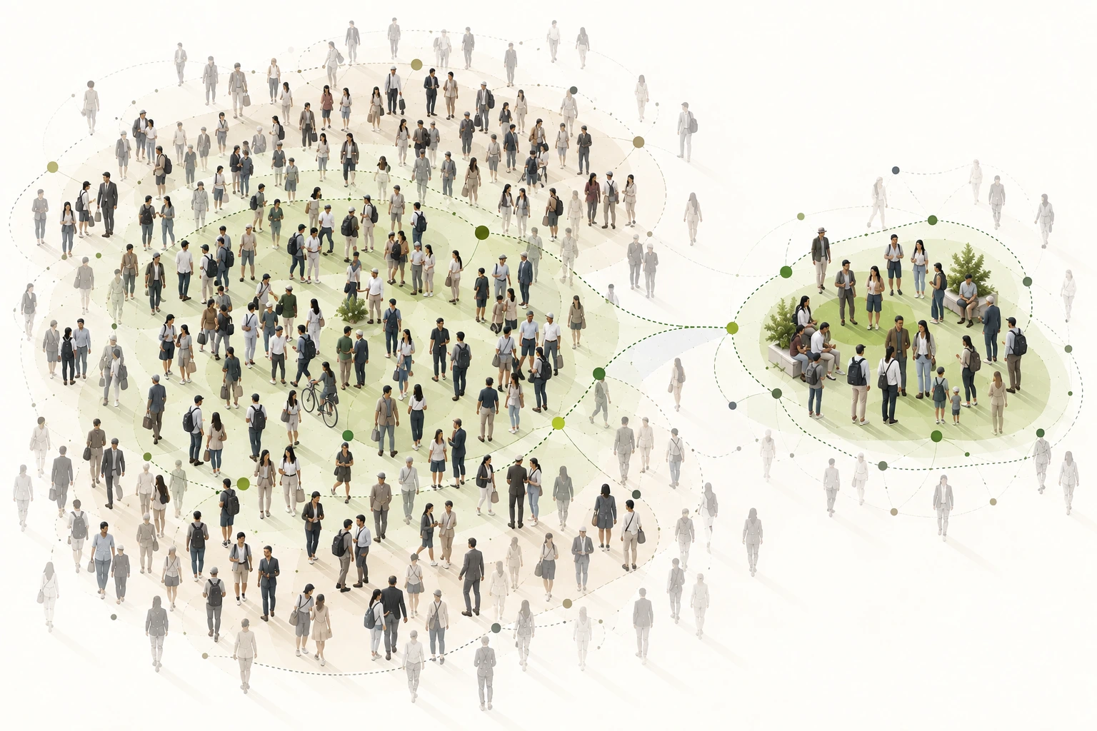 Illustration comparing audiences of different sizes with different patterns of evidenced target alignment and areas of uncertainty.